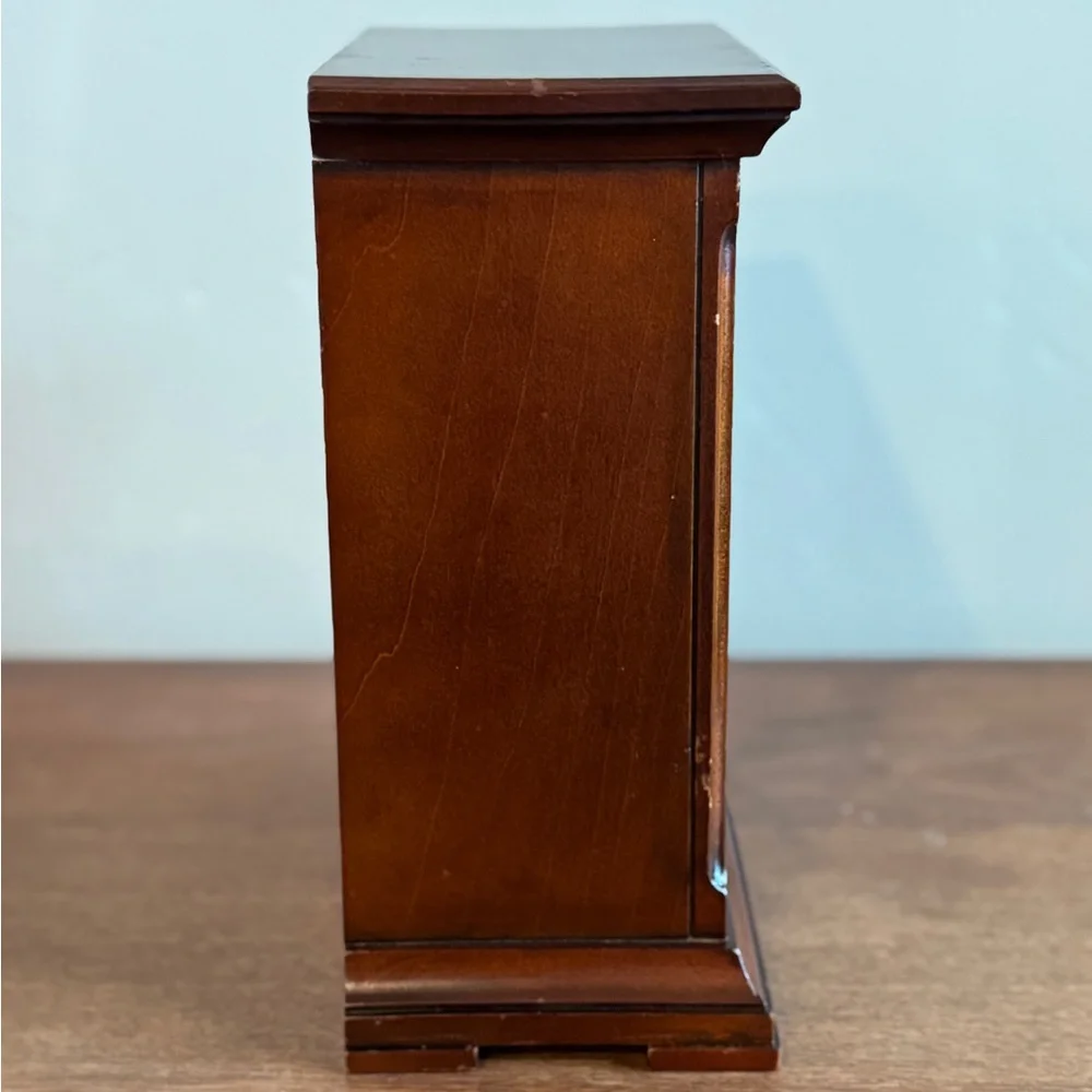 Vintage Bulova Gold and Brown Mantle Clock with Thermometer and Hygrometer